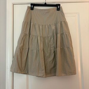 Talbots Women’s Light Brown Cotton Tiered A-Line Midi Skirt